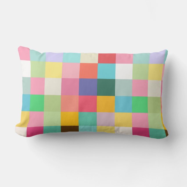 Colorful chess ricks squares lumbar pillow (Front)