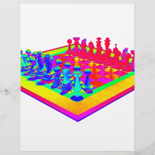 Colorful Chessboard & Chess Pieces (Front)