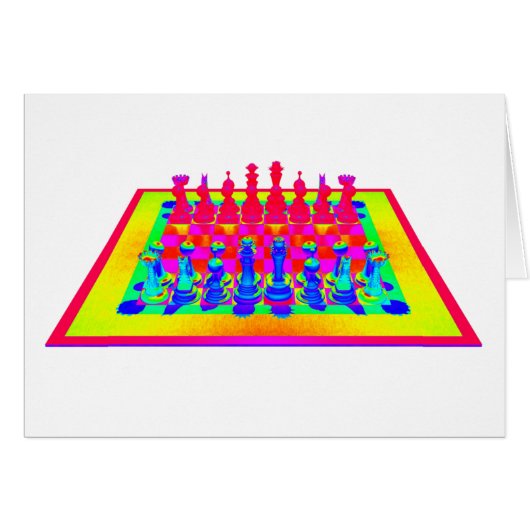 Colorful Chessboard & Chess Pieces (Front Horizontal)