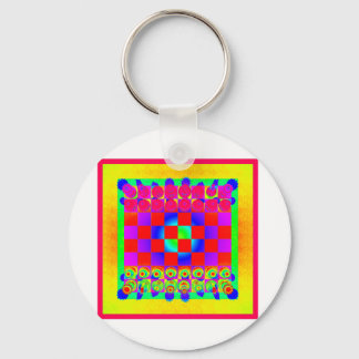 Colorful Chessboard & Pieces Keychain
