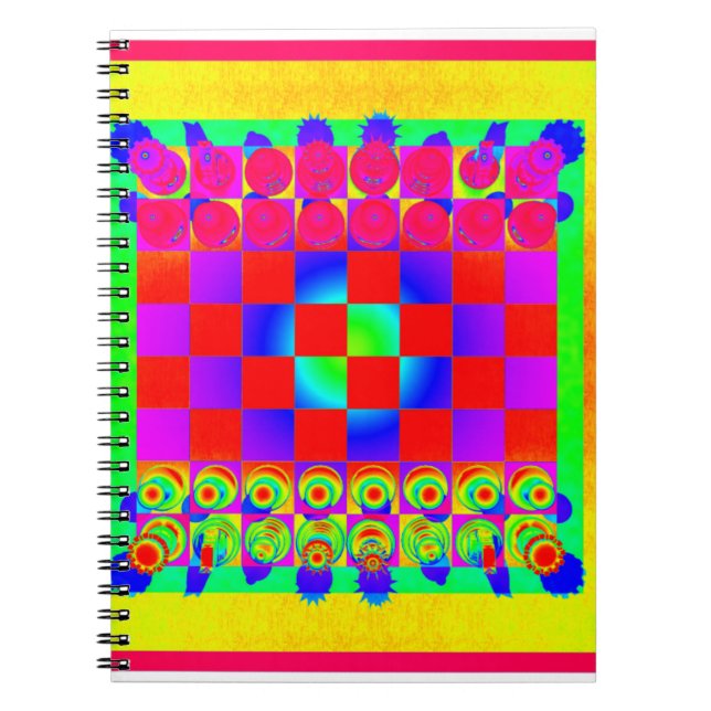 Colorful Chessboard & Pieces Notebook (Front)