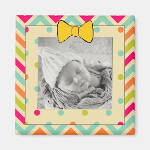 Colorful Chevron and Stripes Personalized Magnet