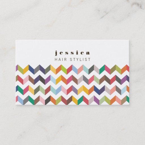 Customizable Colorful Chevron Arrows Pattern Hair Stylist Card Business Card