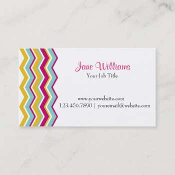 Colorful Chevron Business Card by HappyThoughtsShop at Zazzle