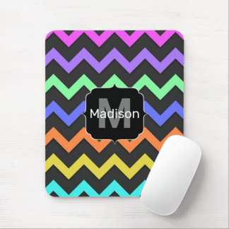 Colorful Chevron Cool Summer Fun Pattern Monogram Mouse Pad