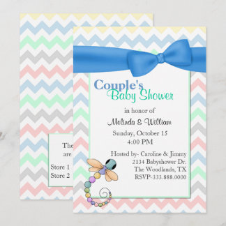Colorful Chevron Couple's Baby Shower Invitation