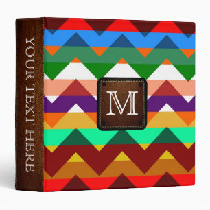 Colorful Chevron Custom Monogram #6 Binder