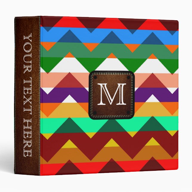 Colorful Chevron Custom Monogram #6 Binder (Front/Spine)