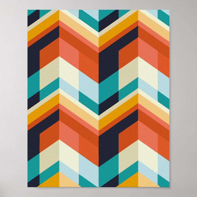 Colorful Chevron Geometric Pattern Poster (Front)