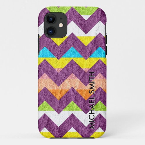Colorful Chevron Leather iPhone 11 Case
