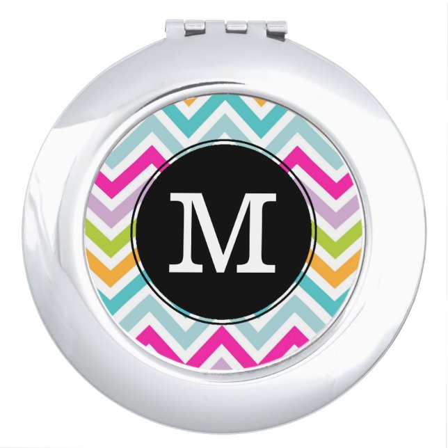 Colorful Chevron Monogram Compact Mirror (Front)