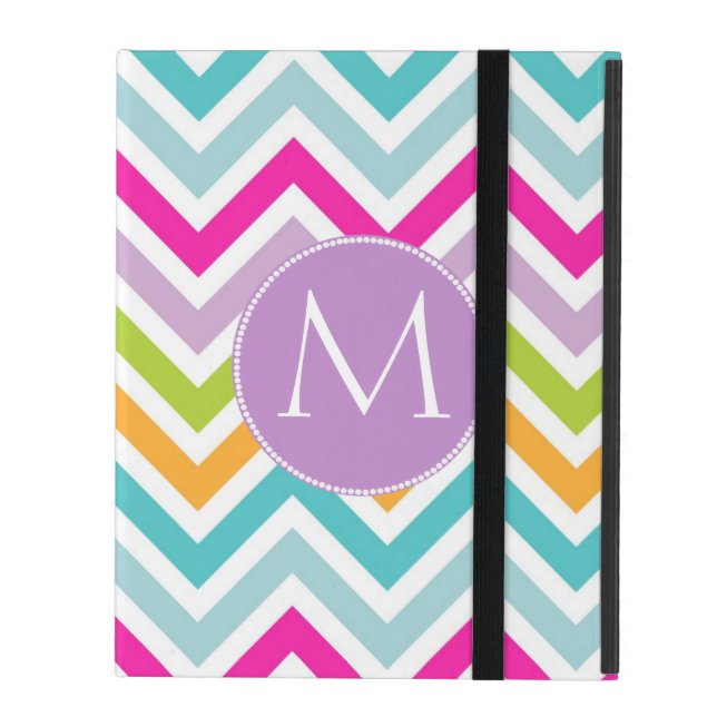 Colorful Chevron Monogram iPad Case (Front Closed)
