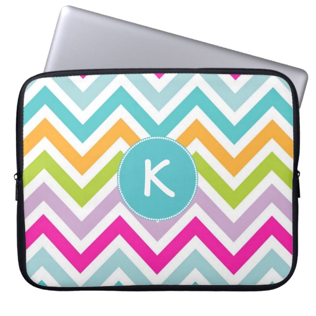 Colorful Chevron Monogram Lap Top Sleeve (Front)