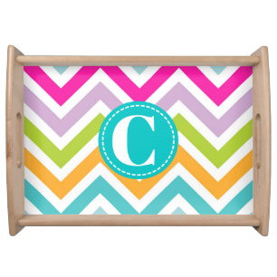 Colorful Chevron Monogrammed Serving Tray