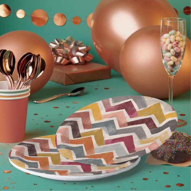 Colorful Chevron Paper Plates (Multi)
