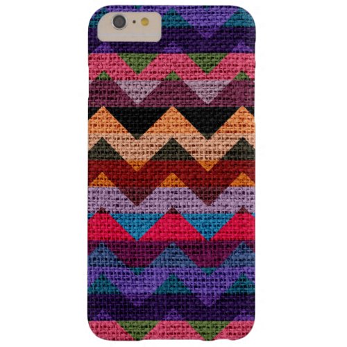 Colorful Chevron Pattern Burlap Jute 9 Barely There iPhone 6 Plus Case