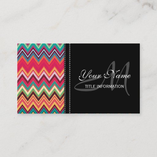 Customizable Colorful Chevron Pattern Business Card