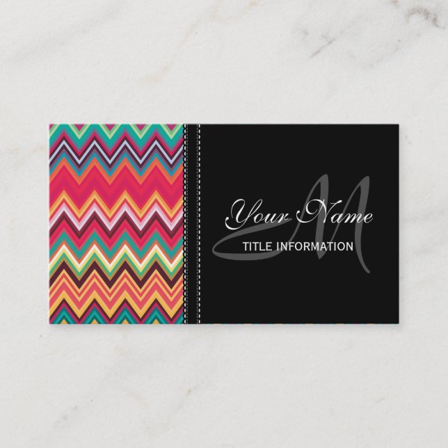 Colorful Chevron Pattern Business Card (Front)