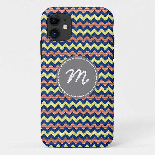 Colorful Chevron Pattern Custom Monogram iPhone 11 Case