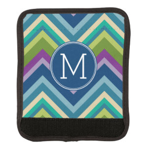 Colorful Chevron Pattern Custom Monogram Luggage Handle Wrap