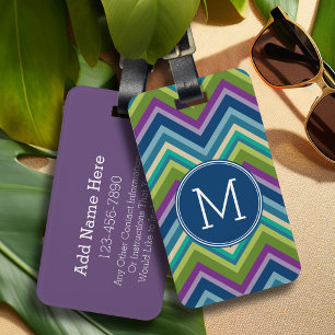 Colorful Chevron Pattern Custom Monogram Luggage Tag