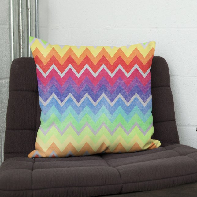 Colorful Chevron pattern Cute Rainbow colors Throw Pillow (Creator Uploaded)