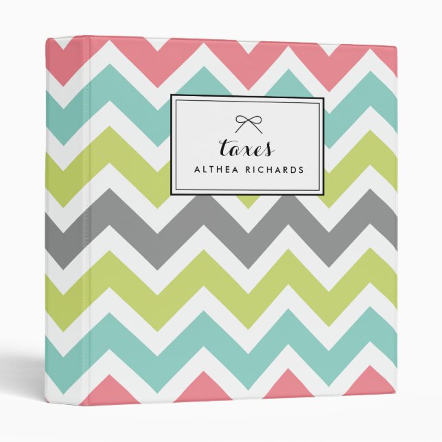 Colorful Chevron Pattern Personalized Binder (Front/Spine)