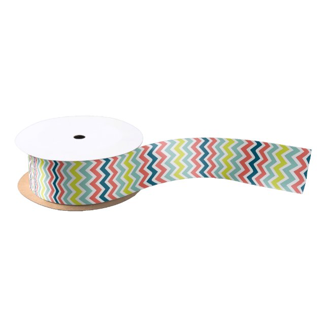 Colorful Chevron Pattern Satin Ribbon (Spool)