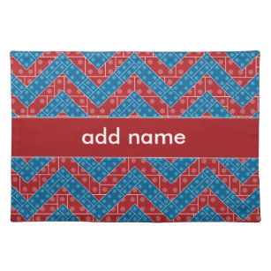 Colorful Chevron Pattern with Bricks Red Blue Placemat