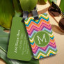 Colorful Chevron Pattern with Monogram Luggage Tag