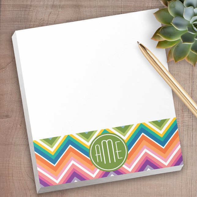 Colorful Chevron Pattern with Monogram Notepad (Personalized notepad - great for a gift or your home office)
