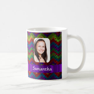 Colorful chevron photo template coffee mug
