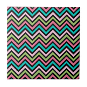 Colorful Chevron Pink and Green Tile