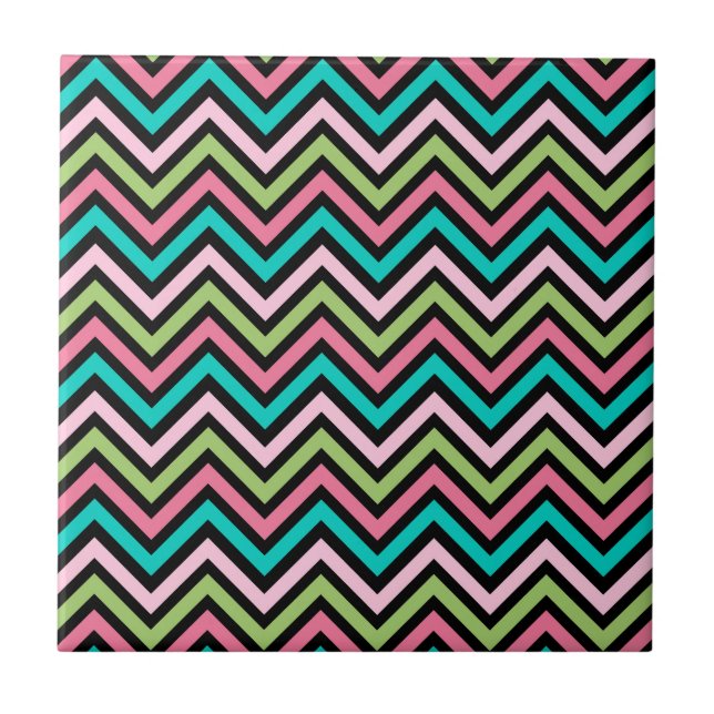 Colorful Chevron Pink and Green Tile (Front)