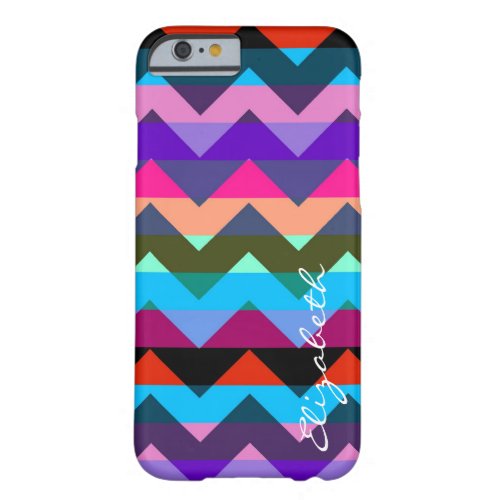 Colorful Chevron Retro Stripes Monogram 10 Barely There iPhone 6 Case