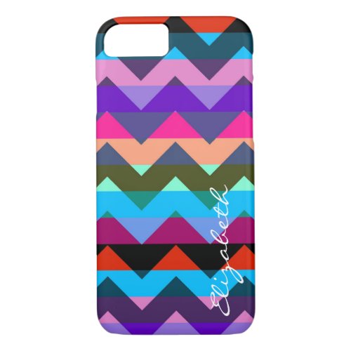 Colorful Chevron Retro Stripes Monogram 10 iPhone 87 Case