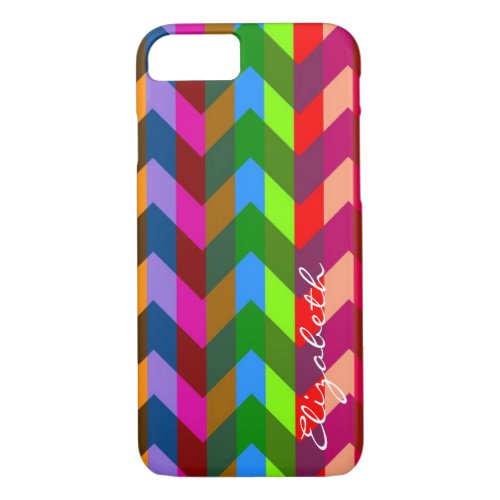 Colorful Chevron Retro Stripes Monogram 11 iPhone 87 Case