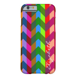 Colorful Chevron Retro Stripes Monogram #11 Barely There iPhone 6 Case
