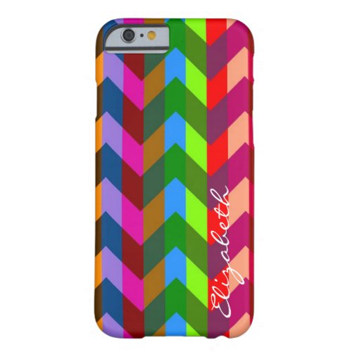 Colorful Chevron Retro Stripes Monogram 11 Barely There iPhone 6 Case