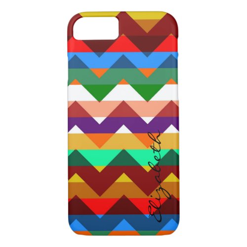 Colorful Chevron Retro Stripes Monogram 2 iPhone 87 Case