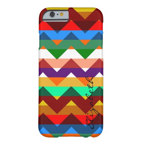 Colorful Chevron Retro Stripes Monogram 2 Barely There iPhone 6 Case