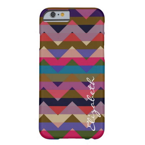 Colorful Chevron Retro Stripes Monogram 3 Barely There iPhone 6 Case