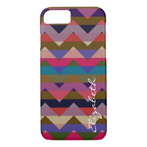 Colorful Chevron Retro Stripes Monogram 3 iPhone 87 Case