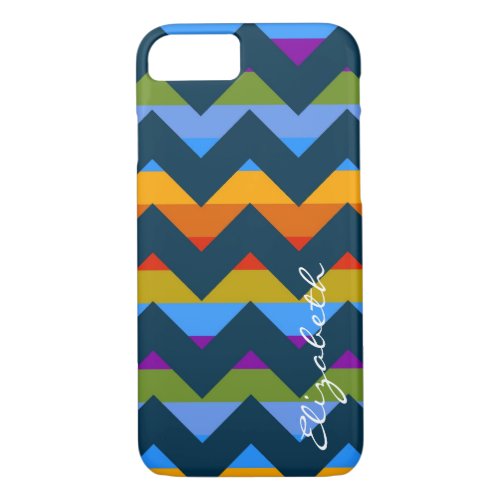 Colorful Chevron Retro Stripes Monogram 4 iPhone 87 Case