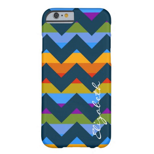 Colorful Chevron Retro Stripes Monogram 4 Barely There iPhone 6 Case