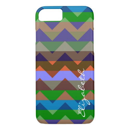 Colorful Chevron Retro Stripes Monogram 5 iPhone 87 Case