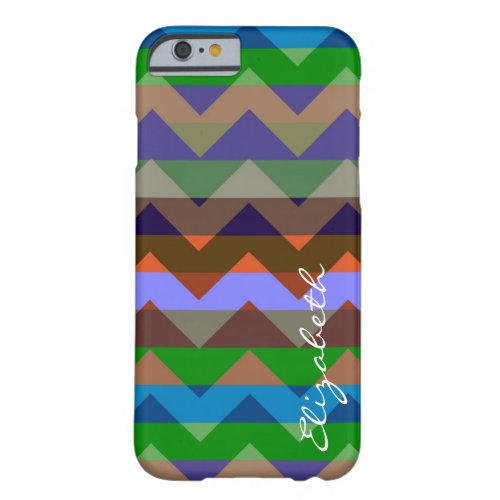 Colorful Chevron Retro Stripes Monogram 5 Barely There iPhone 6 Case