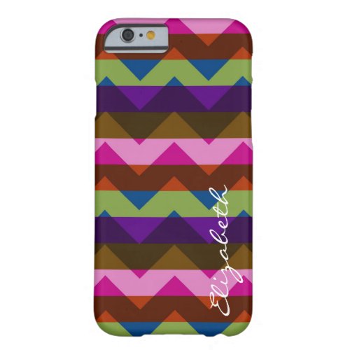 Colorful Chevron Retro Stripes Monogram 6 Barely There iPhone 6 Case