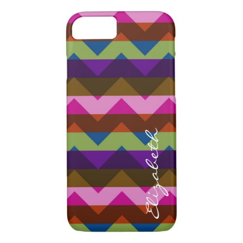 Colorful Chevron Retro Stripes Monogram 6 iPhone 87 Case