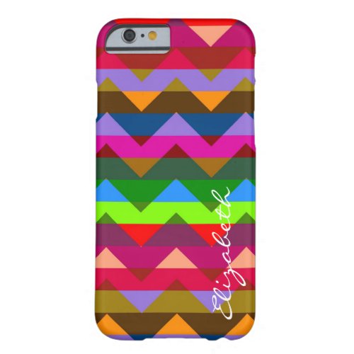 Colorful Chevron Retro Stripes Monogram 7 Barely There iPhone 6 Case